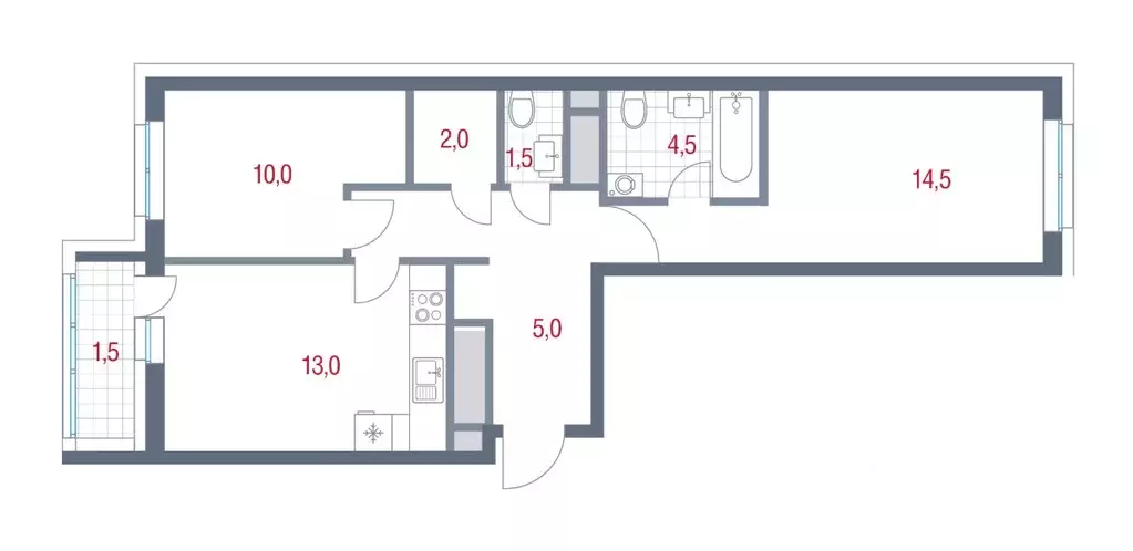 2-к кв. Московская область, Котельники Новые Котельники мкр, 11 (52.0 ... - Фото 1