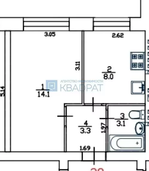 1-комнатная квартира: Ярославль, улица Посохова, 2 (28.5 м) - Фото 1