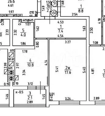 1-к. квартира, 44 м, 6/9 эт. - Фото 1