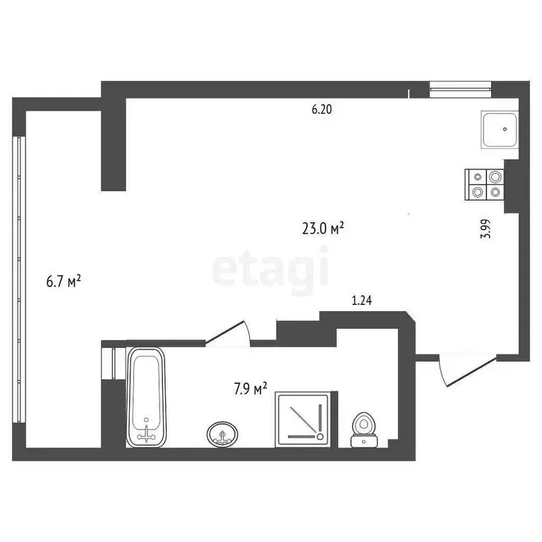 Квартира-студия: Севастополь, проспект Октябрьской Революции, 22/15 ... - Фото 0