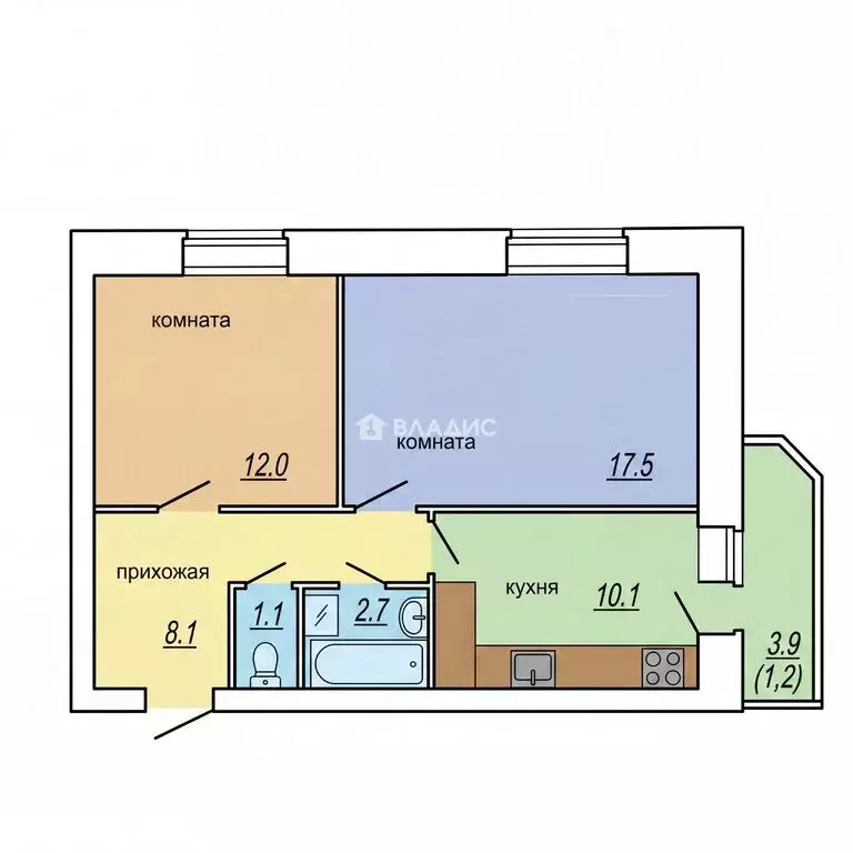 2-комнатная квартира: Вологда, улица Лётчика Каберова, 13 (52 м) - Фото 1