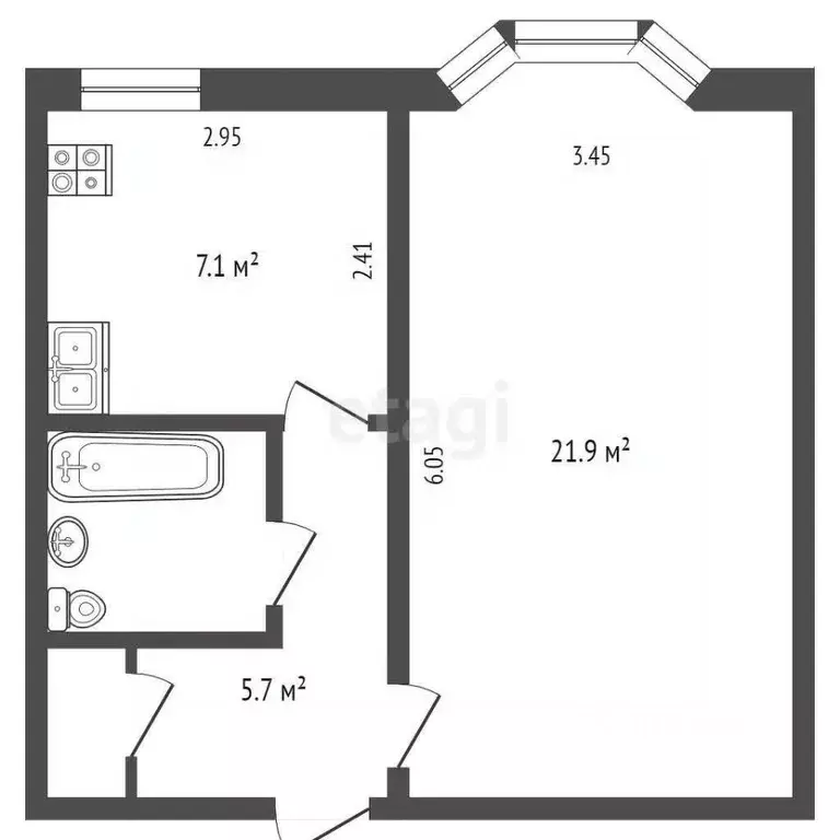 1-к кв. Ямало-Ненецкий АО, Новый Уренгой Молодежная ул., 11 (39.0 м) - Фото 1