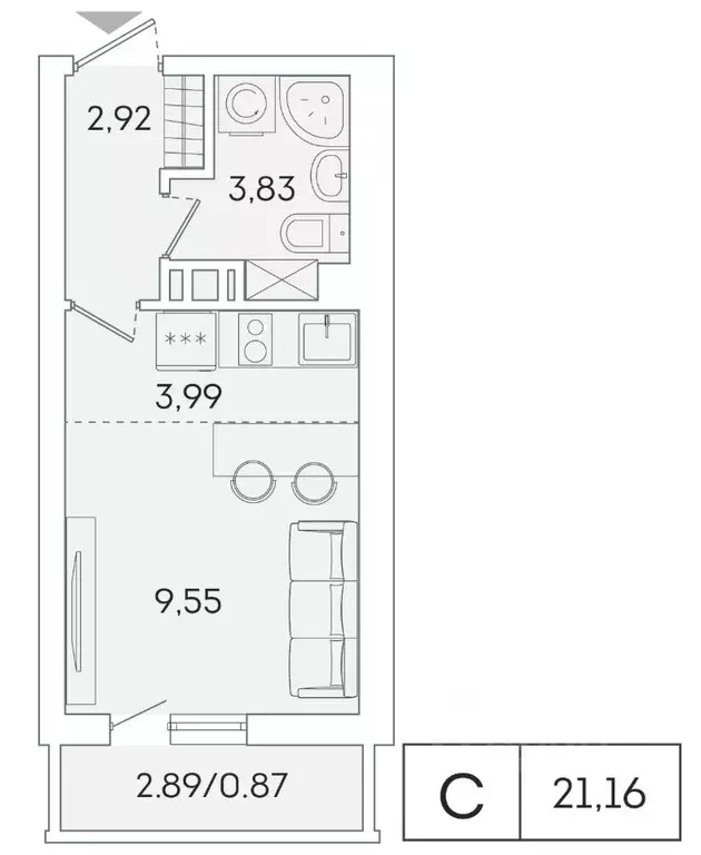 Студия Ленинградская область, Мурино Всеволожский район, ул. Графская, ... - Фото 0