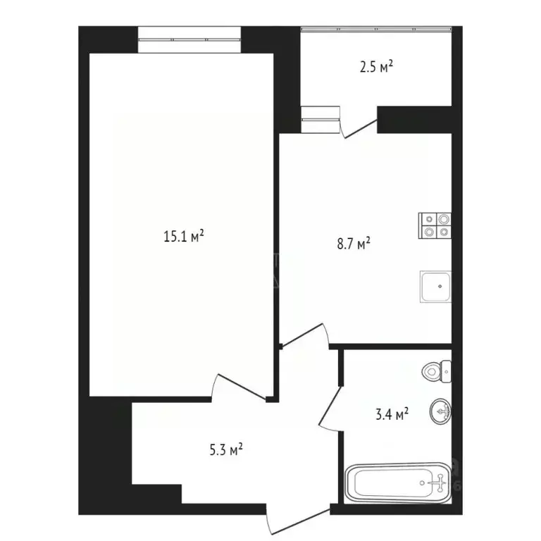 1-к кв. Тюменская область, Тюмень ул. Ветеранов Труда, 9Ак3 (33.2 м) - Фото 1