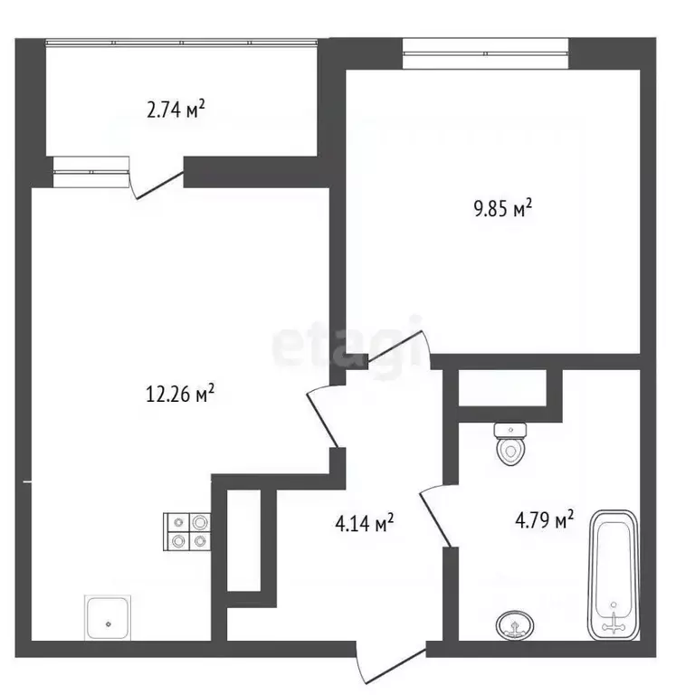 1-к кв. Тюменская область, Тюмень ул. Фармана Салманова, 23 (32.41 м) - Фото 1