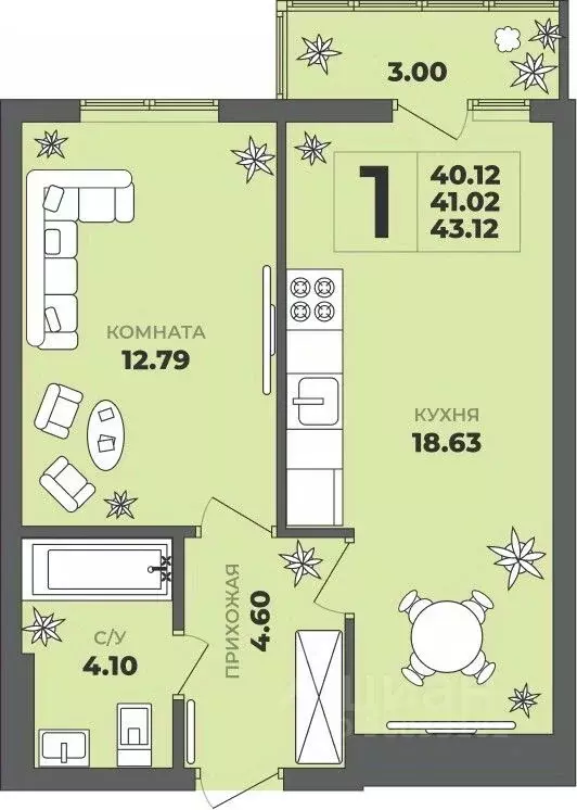 1-к кв. Калининградская область, Калининград ул. Генерала Толстикова, ... - Фото 1