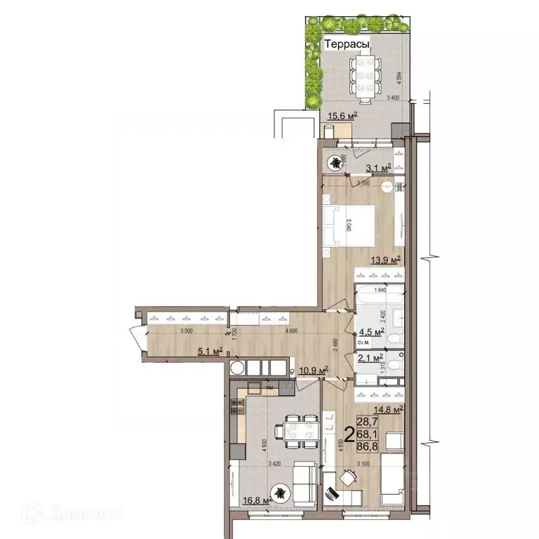 2-к кв. Рязанская область, Рязань Еврокласс жилой комплекс (86.8 м) - Фото 2