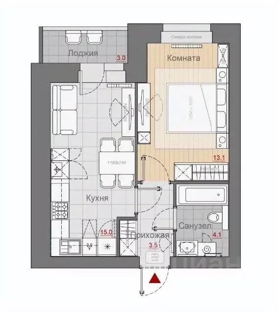 1-к кв. Новгородская область, Великий Новгород Псковская ул., 66 (35.7 ... - Фото 1