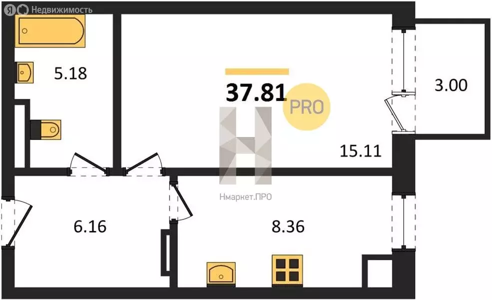 1-комнатная квартира: Заозёрное, Олимпийская улица, 2к1 (37.8 м) - Фото 1
