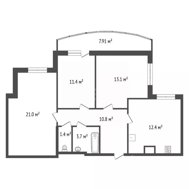 3-к кв. Санкт-Петербург ул. Лени Голикова, 15к5 (74.3 м) - Фото 2