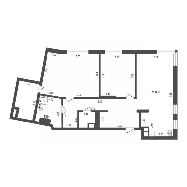 2-к кв. Тюменская область, Тюмень ул. Ю.-Р.Г. Эрвье, 38 (85.4 м) - Фото 2