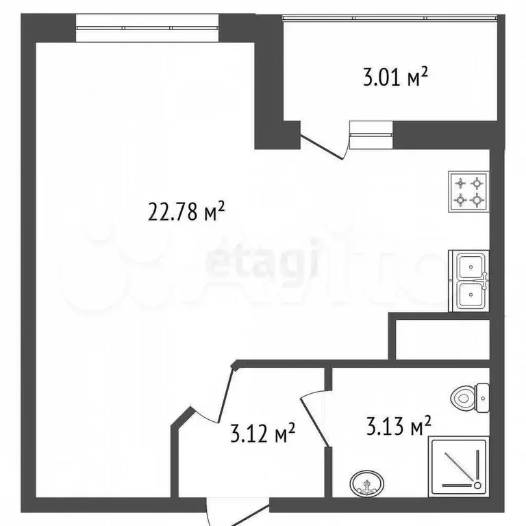 Квартира-студия, 30,5 м, 7/10 эт. - Фото 0