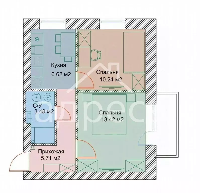 2-к кв. Самарская область, Самара Партизанская ул., 110 (40.0 м) - Фото 1