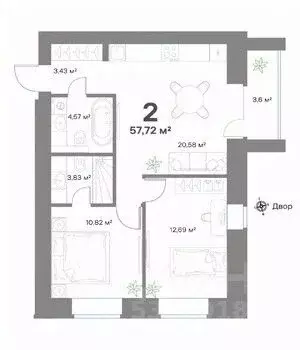 2-к кв. Нижегородская область, Выкса  (57.72 м) - Фото 0