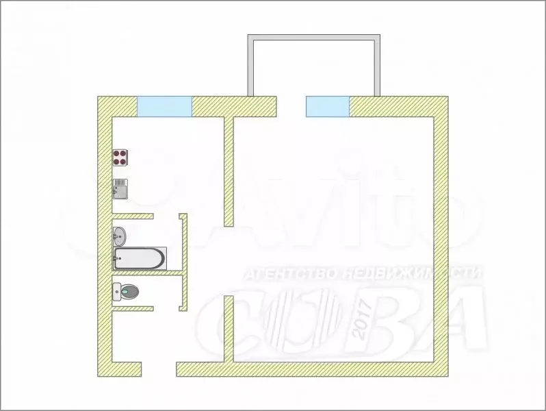 1-к. квартира, 30 м, 5/5 эт. - Фото 0