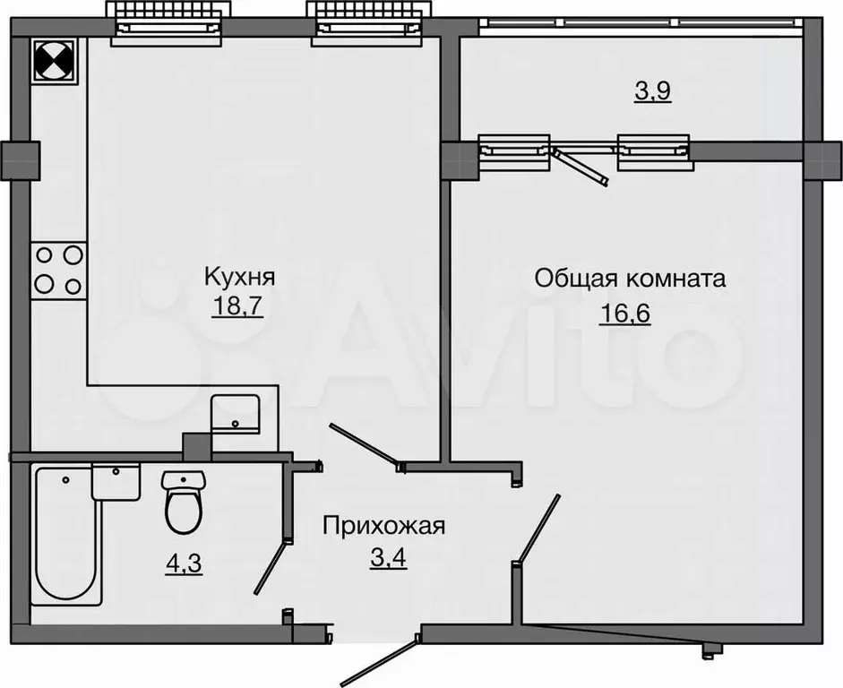 1-к. квартира, 47м, 8/9эт. - Фото 1