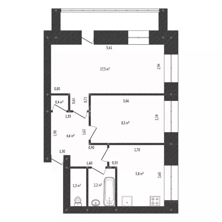 2-к кв. Башкортостан, Уфа ул. Левченко, 8 (39.9 м) - Фото 2