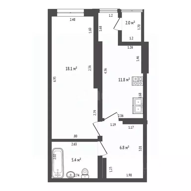 1-к кв. Севастополь просп. Античный, 26к3 (44.1 м) - Фото 2