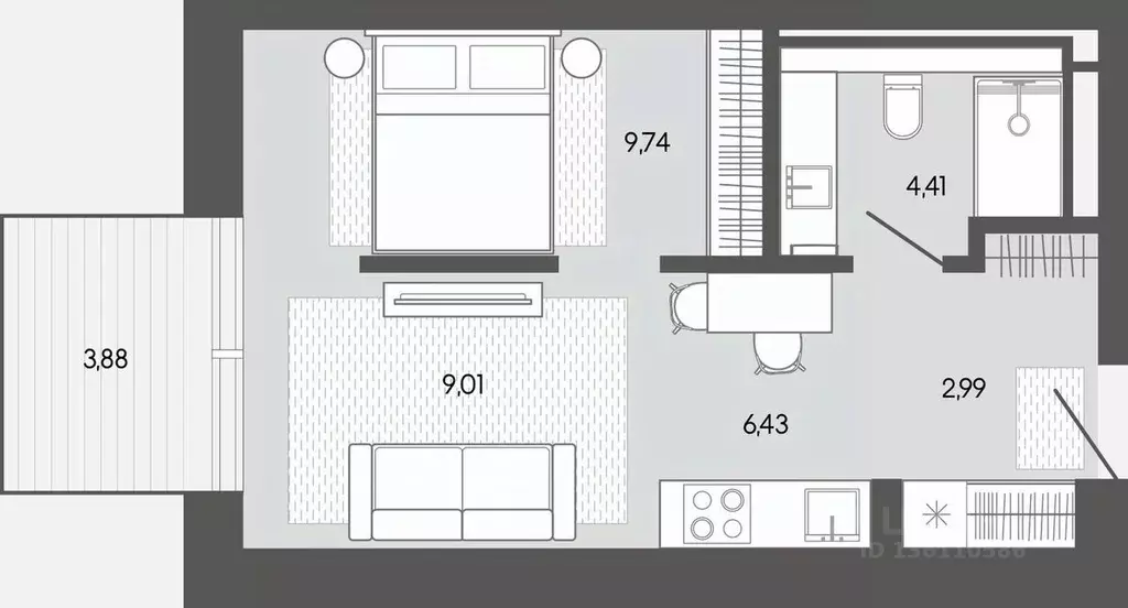 1-к кв. Алтай, Майминский район, пос. Карлушка  (36.46 м) - Фото 1