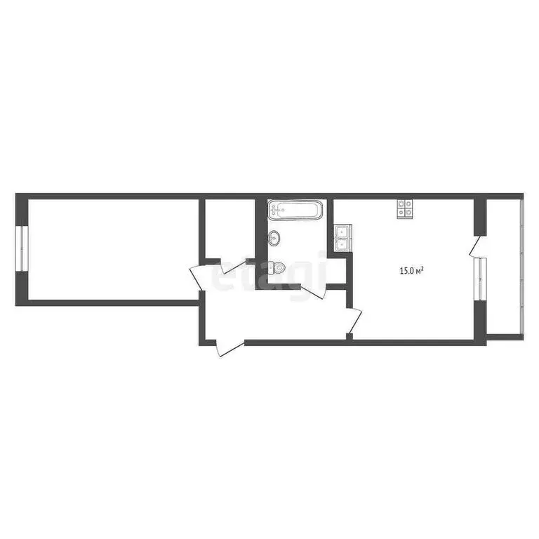 1-комнатная квартира: Ишим, Московская улица, 25 (37 м) - Фото 1