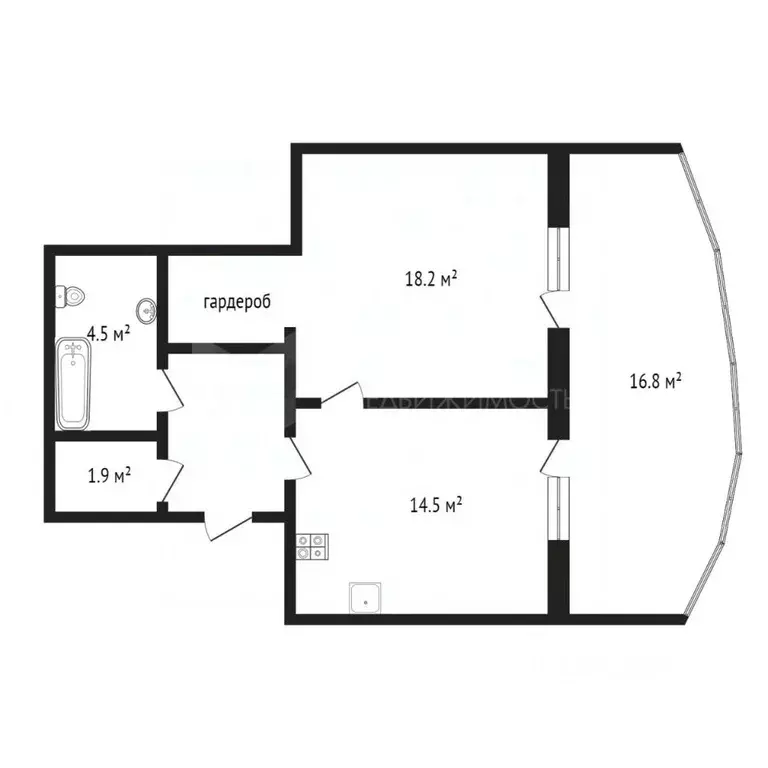 1-к кв. Тюменская область, Тюмень ул. Мельникайте, 2к7 (49.0 м) - Фото 2