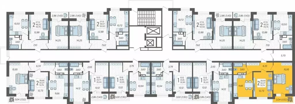 2-комнатная квартира: Краснодар, ЖК Смородина (51.79 м) - Фото 1