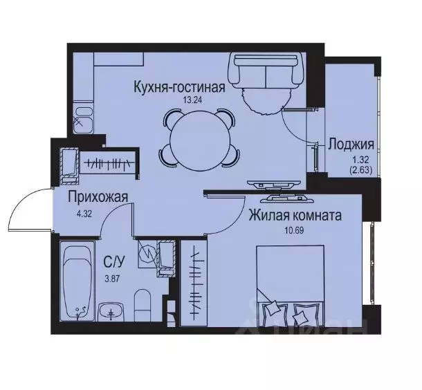 1-к кв. Ленинградская область, Всеволожский район, Заневское городское ... - Фото 0
