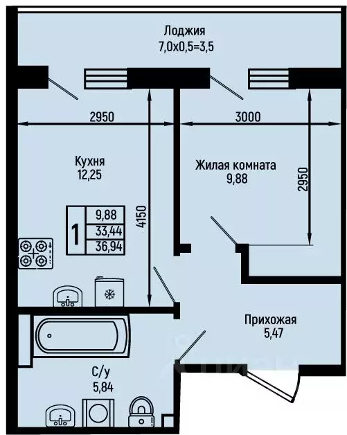 1-к кв. Краснодарский край, Туапсинский муниципальный округ, с. Небуг ... - Фото 0
