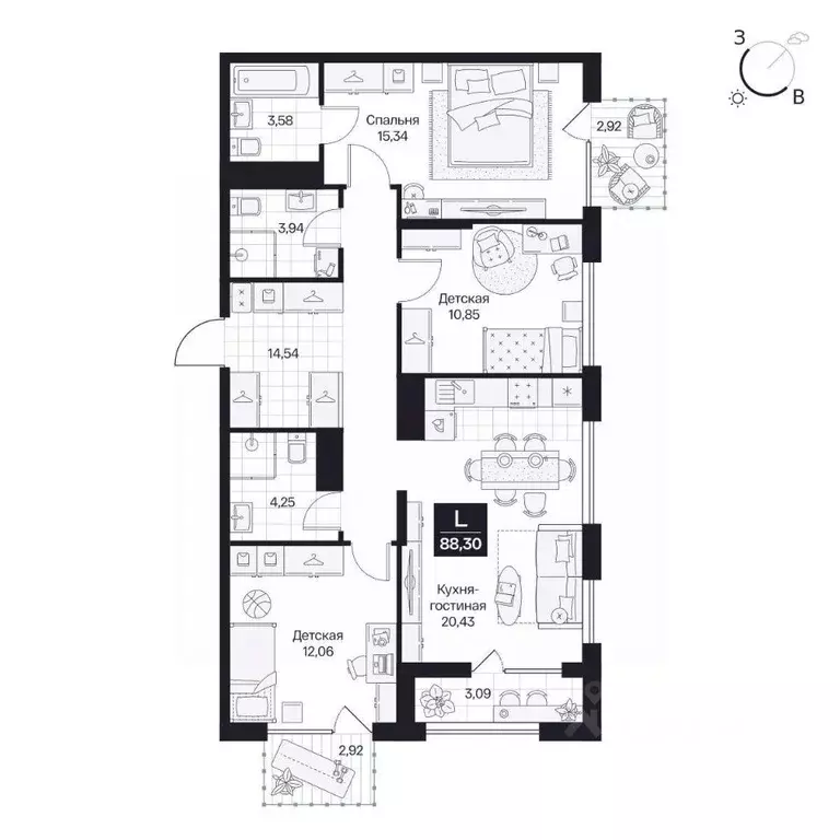 3-к кв. Волгоградская область, Волгоград просп. Имени В.И. Ленина, 59Г ... - Фото 1