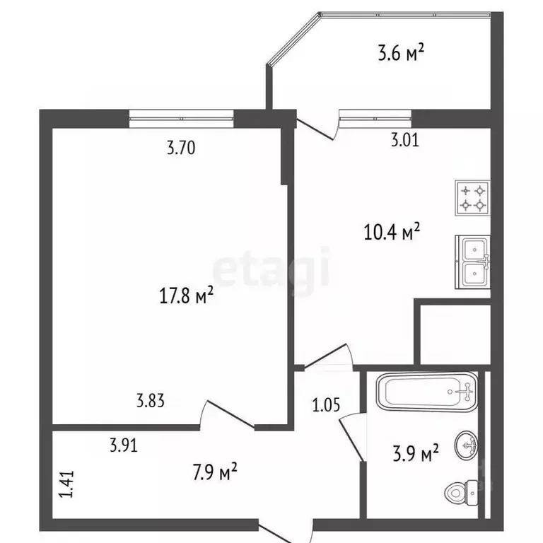 1-к кв. Санкт-Петербург ул. Русановская, 17к2 (40.0 м) - Фото 2