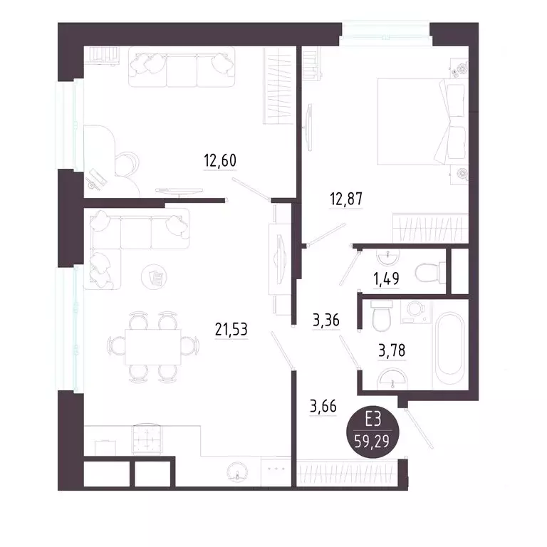 2-комнатная квартира: Тула, Пряничная улица, 6 (59.29 м) - Фото 0