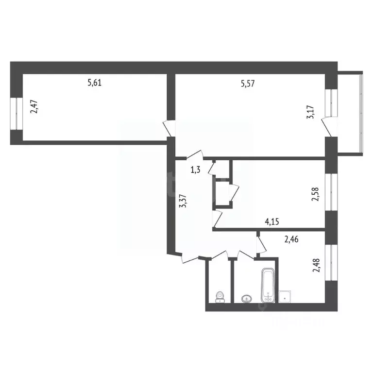 3-к кв. Иркутская область, Иркутск ул. Безбокова, 3 (48.7 м) - Фото 2