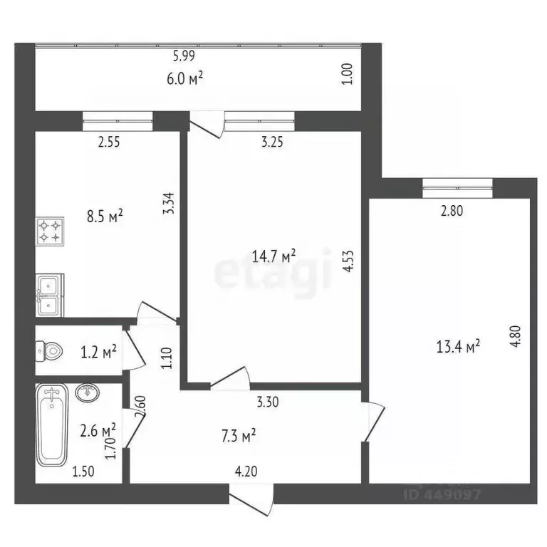 2-к кв. Смоленская область, Смоленск ул. Валентины Гризодубовой, 2 ... - Фото 1