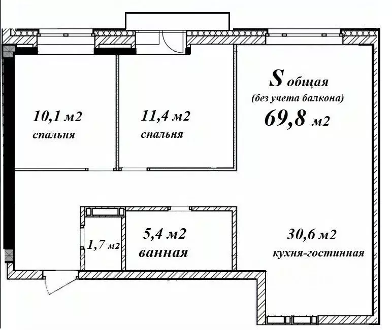 3-к кв. Томская область, Томск ул. Владимира Высоцкого, 8Д (69.8 м) - Фото 1