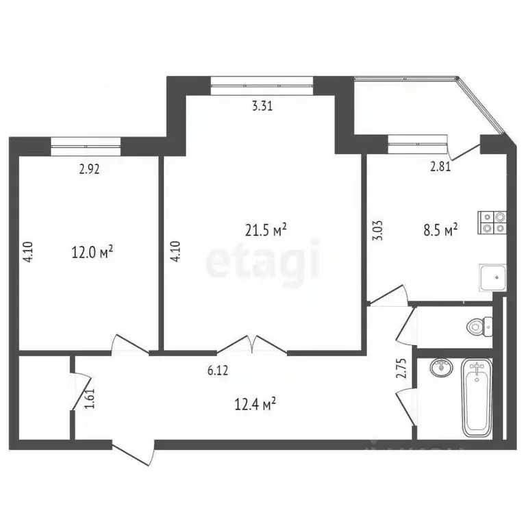 2-к кв. Ханты-Мансийский АО, Сургут просп. Мира, 19 (59.8 м) - Фото 1