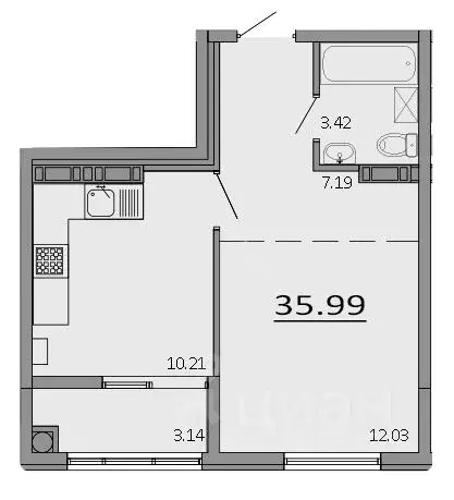 1-к кв. Крым, Симферополь городской округ, Грэсовский пгт ул. ... - Фото 1