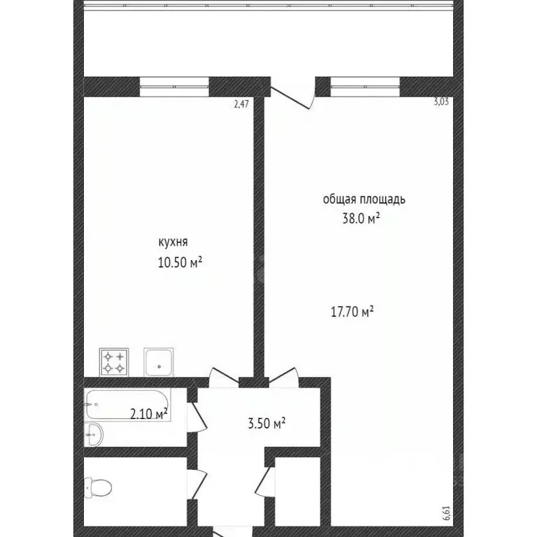 1-к кв. Тюменская область, Тобольск 6-й мкр, 2 (38.1 м) - Фото 2