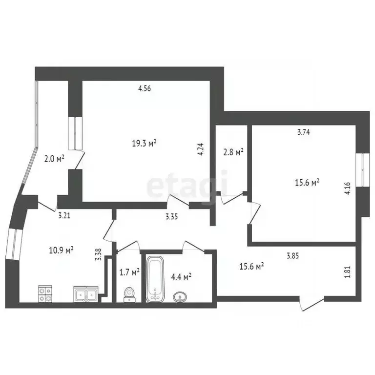 2-к кв. Ямало-Ненецкий АО, Новый Уренгой Мирный мкр, 1/6А (70.3 м) - Фото 2