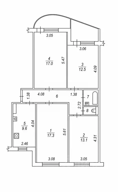 4-к кв. Татарстан, Казань Чистопольская ул., 19 (84.0 м) - Фото 2