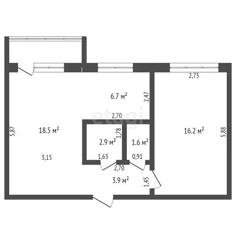 2-комнатная квартира: Бийск, улица имени Героя Советского Союза ... - Фото 1