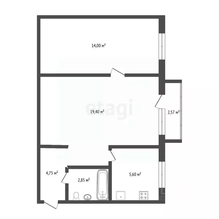 2-к кв. Тюменская область, Тюмень ул. Парфенова, 32 (46.6 м) - Фото 2