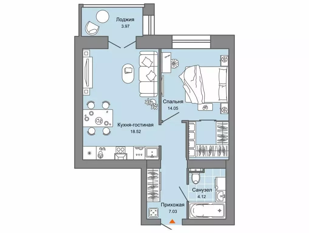 1-комнатная квартира: Киров, улица Дмитрия Козулева, 8 (46 м) - Фото 1