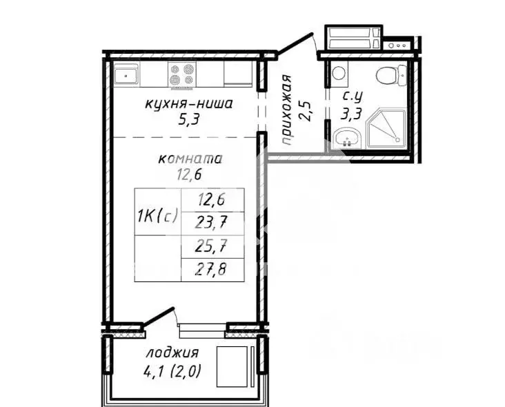 Студия Новосибирская область, Новосибирск ул. Связистов, 162 (23.8 м) - Фото 2