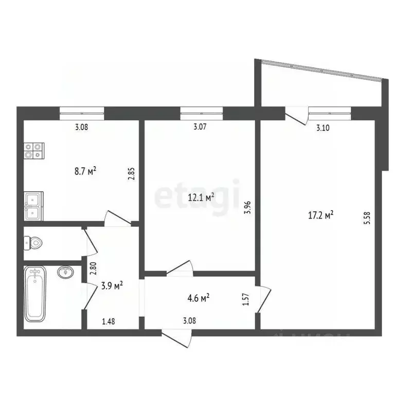 2-к кв. Тюменская область, Тюмень ул. 50 лет Октября, 78 (50.2 м) - Фото 0
