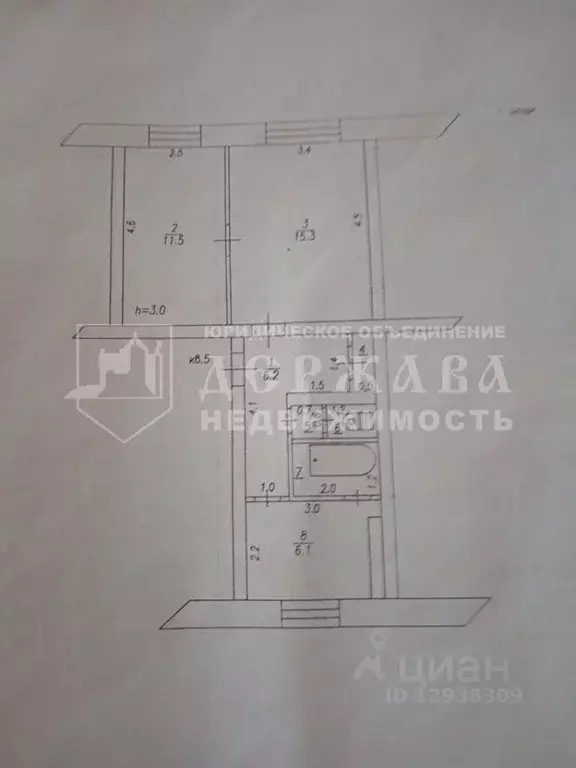 2-к кв. кемеровская область, топки пионерская ул, 78 (43.8 м) - Фото 1