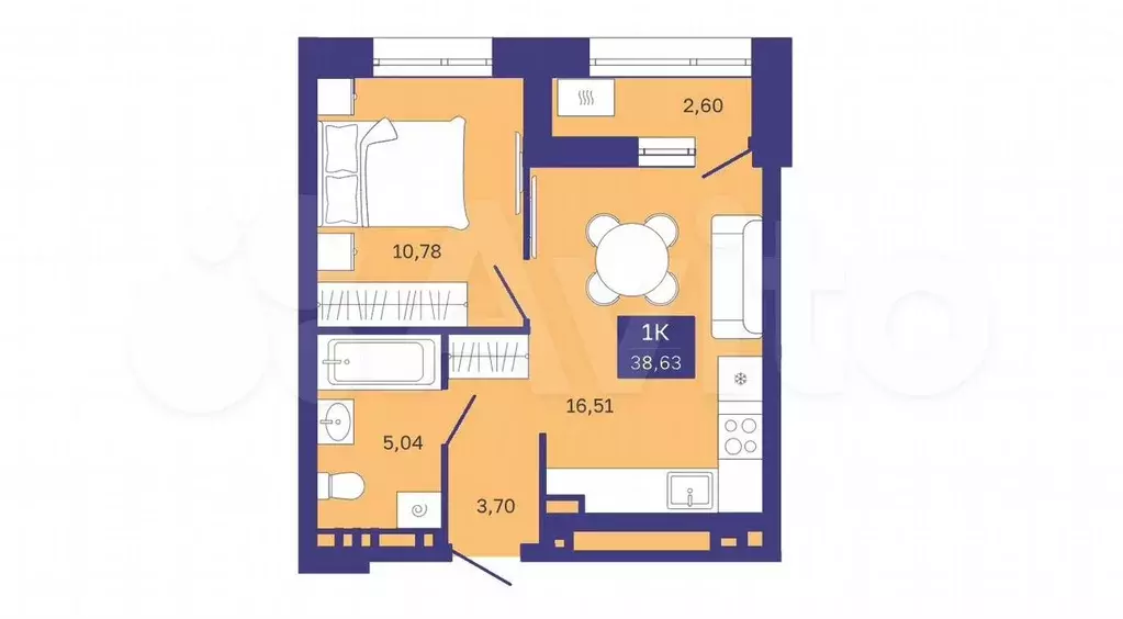 1-к. квартира, 36 м, 2/9 эт. - Фото 1
