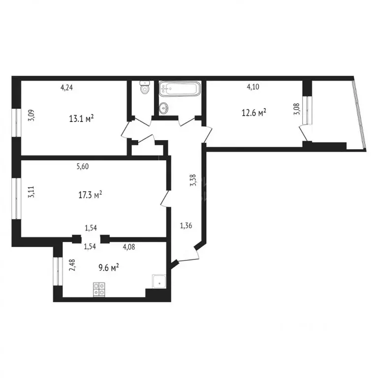 3-к кв. Тюменская область, Тюмень Заречный проезд, 35 (63.5 м) - Фото 2