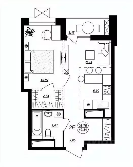 2-к кв. Хабаровский край, Хабаровск ул. Демьяна Бедного (40.34 м) - Фото 1
