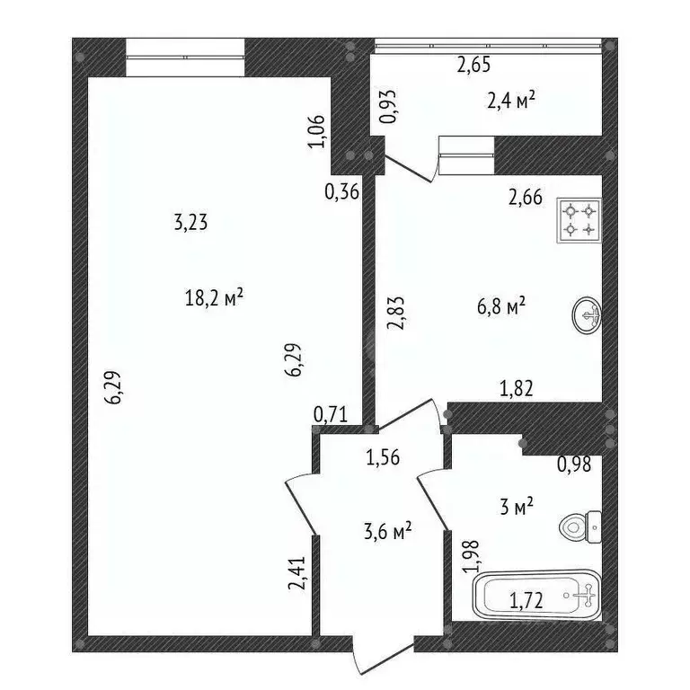 1-к кв. Башкортостан, Уфа Бакалинская ул., 64/2 (34.5 м) - Фото 2
