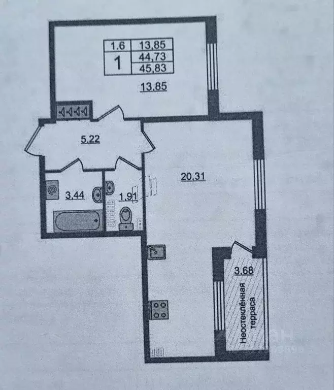 2-к кв. Санкт-Петербург Пулковское ш., 95к3 (43.7 м) - Фото 1